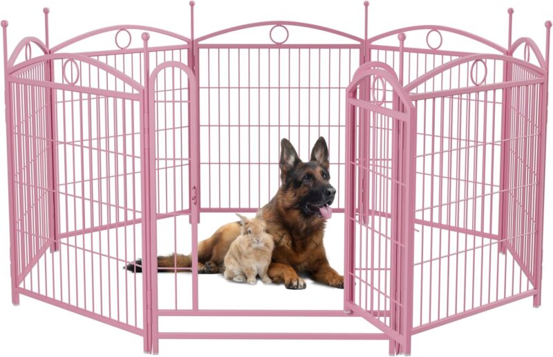 All-in-One Rust-Resistant Dog Playpen - DIY Shapes, Spacious & Easy to Assemble.Dog Playpen Indoor 32 inch 8 Panels Metal Dog Pen Pet Dog Fence Outdoor Exercise Pen. (Pink) - Image 9