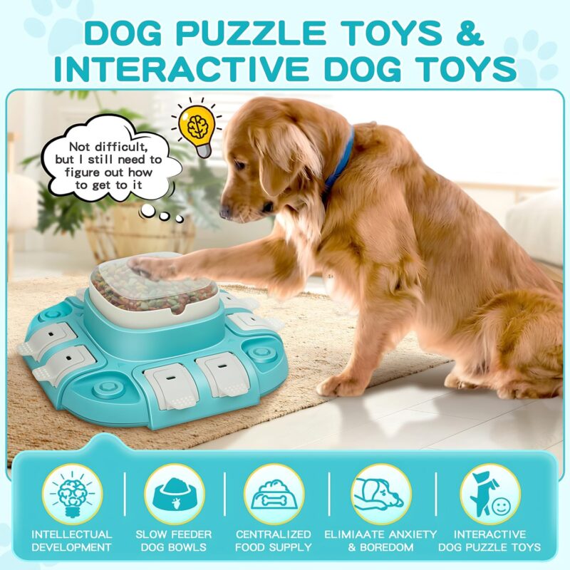 Dog Puzzle Toys - Dog Food Puzzle Toy Feeder, Treat Puzzle Toy for Smart Dog Mental Stimulation Slow Treat Dispensing Interactive Games Boredom Enrichment for Small/Medium/Large Breed - Image 2