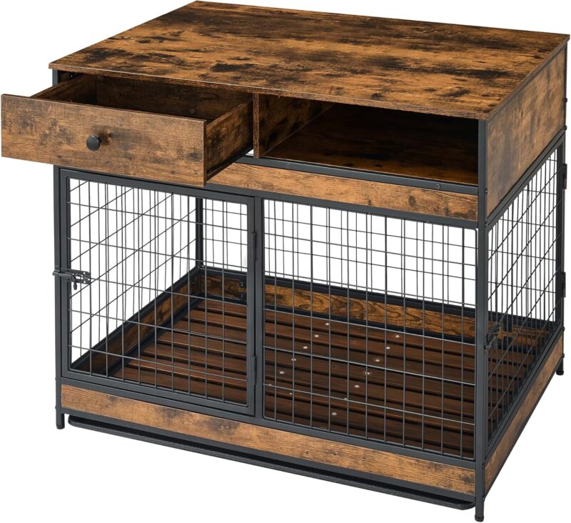 Dog Crate Furniture for Large Dogs, Dog Kennel End Table with Double Doors, Large Indoor Wooden Pet Cage with Tray,Chew-Proof Steel Frame, Modern Side End Table,38.78'' W x 27.36'' D x 32.17'' H - Image 6