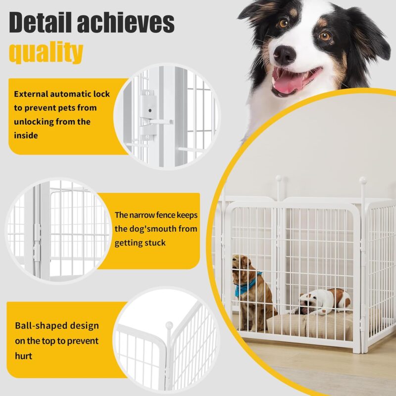 Heavy-Duty Foldable Dog Playpen - 8 Panels, Anti-Rust & Stable, DIY Shapes, Spacious Semi-Open Area for Large, Medium, Small Dogs & Other Pets - Perfect for Indoor & Outdoor Use - Image 2