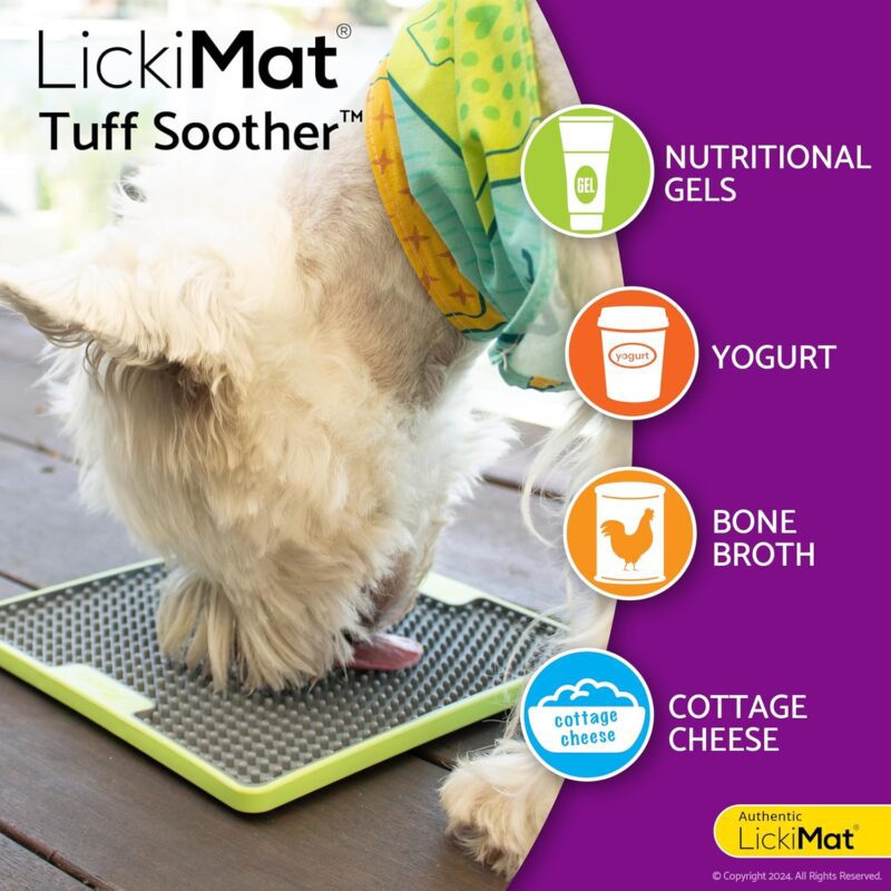 LickiMat Tuff, Heavy-Duty Soother, Dog Slow Feeder Lick Mat, Boredom Anxiety Reducer; Perfect for Food, Treats, Yogurt, or Peanut Butter, Fun Alternative to a Slow Feed Dog Bowl, Green - Image 4