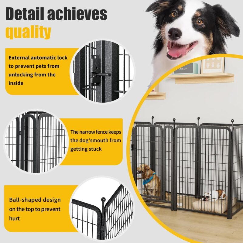 Heavy-Duty Foldable Dog Playpen - 8 Panels, 40" Height, DIY Shapes, Anti-Rust & Stable for Indoor/Outdoor Use.Dog Playpen 8 Panels 40" Height Heavy Duty Dog Fence Puppy Pen - Image 4