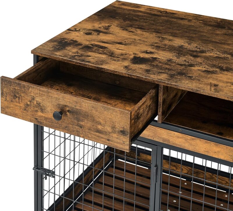 Dog Crate Furniture for Large Dogs, Dog Kennel End Table with Double Doors, Large Indoor Wooden Pet Cage with Tray,Chew-Proof Steel Frame, Modern Side End Table,38.78'' W x 27.36'' D x 32.17'' H - Image 5