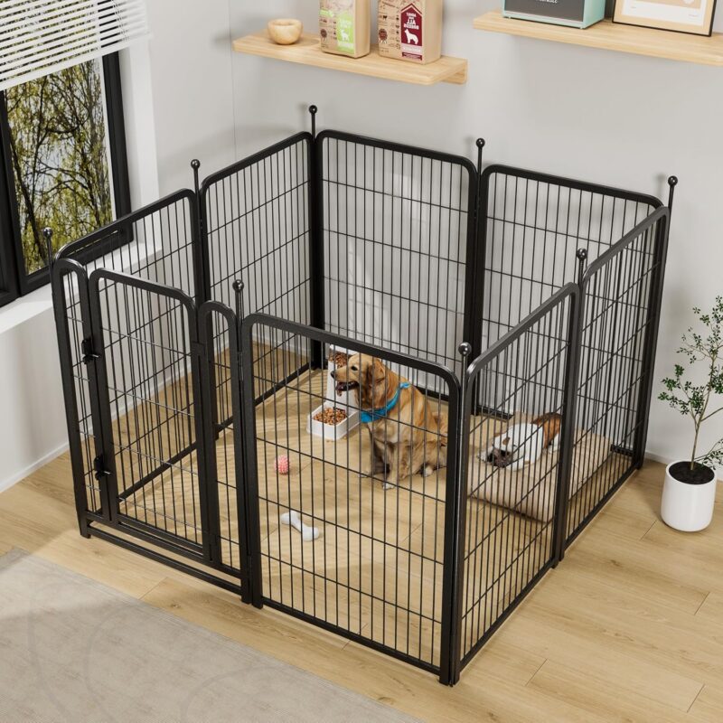 Heavy-Duty Foldable Dog Playpen - 8 Panels, 40" Height, DIY Shapes, Anti-Rust & Stable for Indoor/Outdoor Use.Dog Playpen 8 Panels 40" Height Heavy Duty Dog Fence Puppy Pen