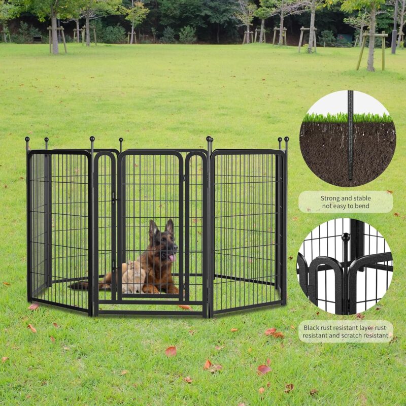 Heavy-Duty Foldable Dog Playpen - 8 Panels, 40" Height, DIY Shapes, Anti-Rust & Stable for Indoor/Outdoor Use.Dog Playpen 8 Panels 40" Height Heavy Duty Dog Fence Puppy Pen - Image 9