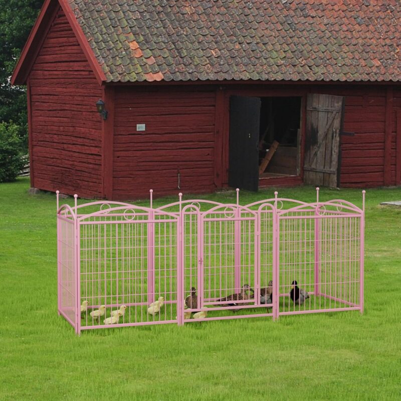 All-in-One Rust-Resistant Dog Playpen - DIY Shapes, Spacious & Easy to Assemble.Dog Playpen Indoor 32 inch 8 Panels Metal Dog Pen Pet Dog Fence Outdoor Exercise Pen. (Pink) - Image 7