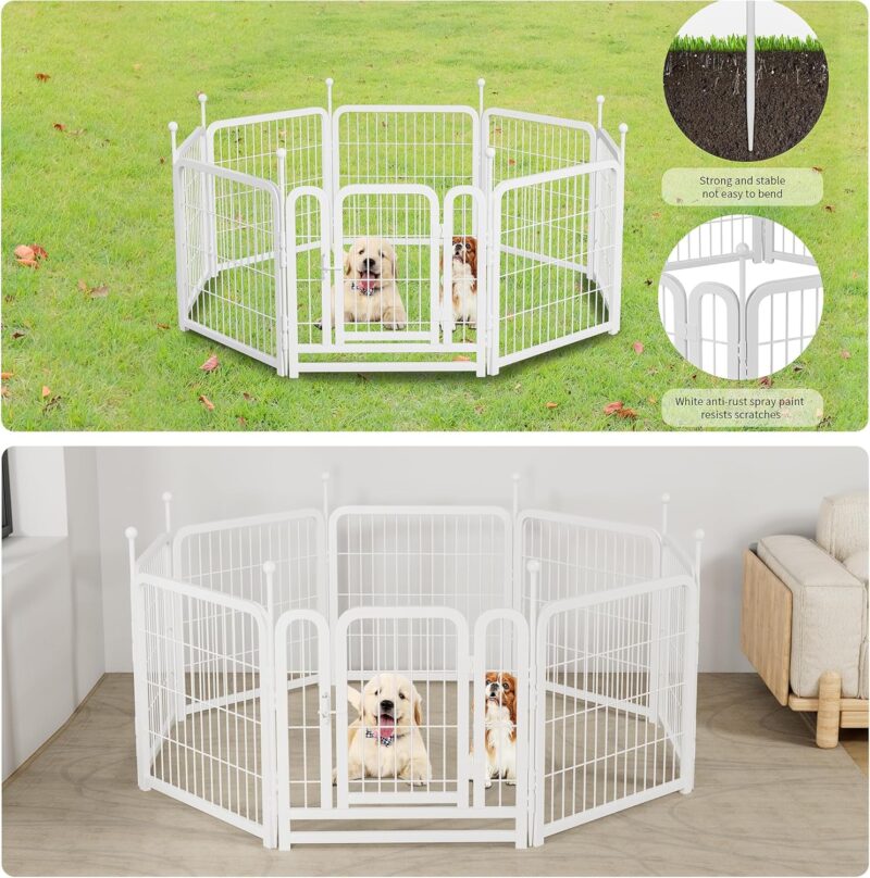 Heavy-Duty Foldable Dog Playpen - 8 Panels, Anti-Rust & Stable, DIY Shapes, Spacious Semi-Open Area for Large, Medium, Small Dogs & Other Pets - Perfect for Indoor & Outdoor Use - Image 9