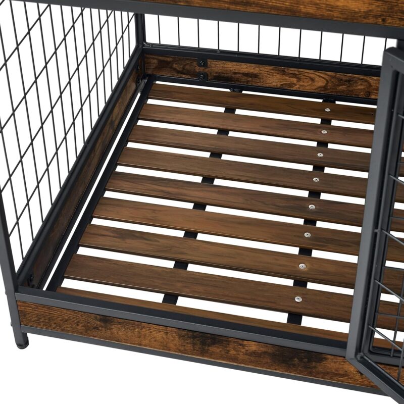 Dog Crate Furniture for Large Dogs, Dog Kennel End Table with Double Doors, Large Indoor Wooden Pet Cage with Tray,Chew-Proof Steel Frame, Modern Side End Table,38.78'' W x 27.36'' D x 32.17'' H - Image 8