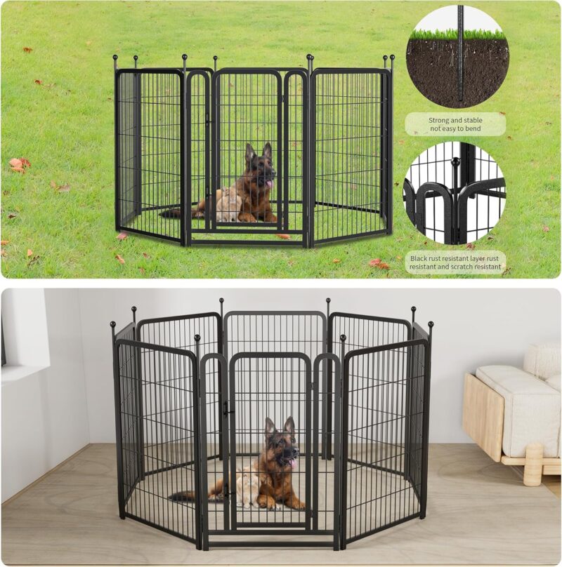 Heavy-Duty Foldable Dog Playpen - 8 Panels, 40" Height, DIY Shapes, Anti-Rust & Stable for Indoor/Outdoor Use.Dog Playpen 8 Panels 40" Height Heavy Duty Dog Fence Puppy Pen - Image 8