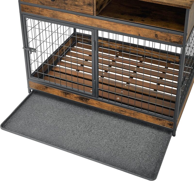 Dog Crate Furniture for Large Dogs, Dog Kennel End Table with Double Doors, Large Indoor Wooden Pet Cage with Tray,Chew-Proof Steel Frame, Modern Side End Table,38.78'' W x 27.36'' D x 32.17'' H - Image 9