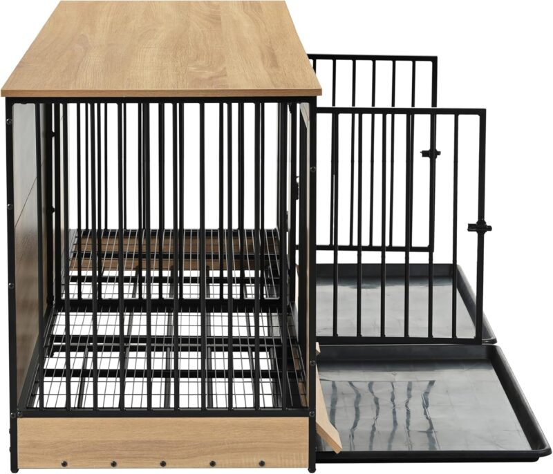 Extra Large Dog Kennel Furniture with Two Compartments & Removable Tray - Durable & Bite-Resistant, Ideal for 2 Large Dogs - Reliable After-Sale Service Included - Image 9