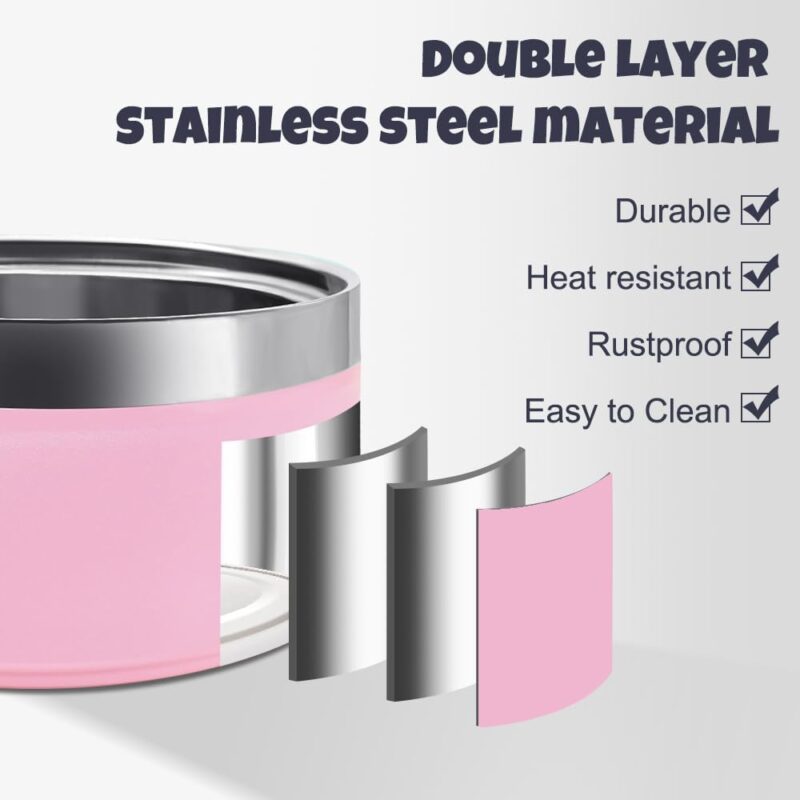 Personalized Stainless Steel Dog Cat Bowl with Name,Customized Laser Engraved Pet Bowl Non Slip for Water and Food 25oz,40oz,53oz(Pink) - Image 3