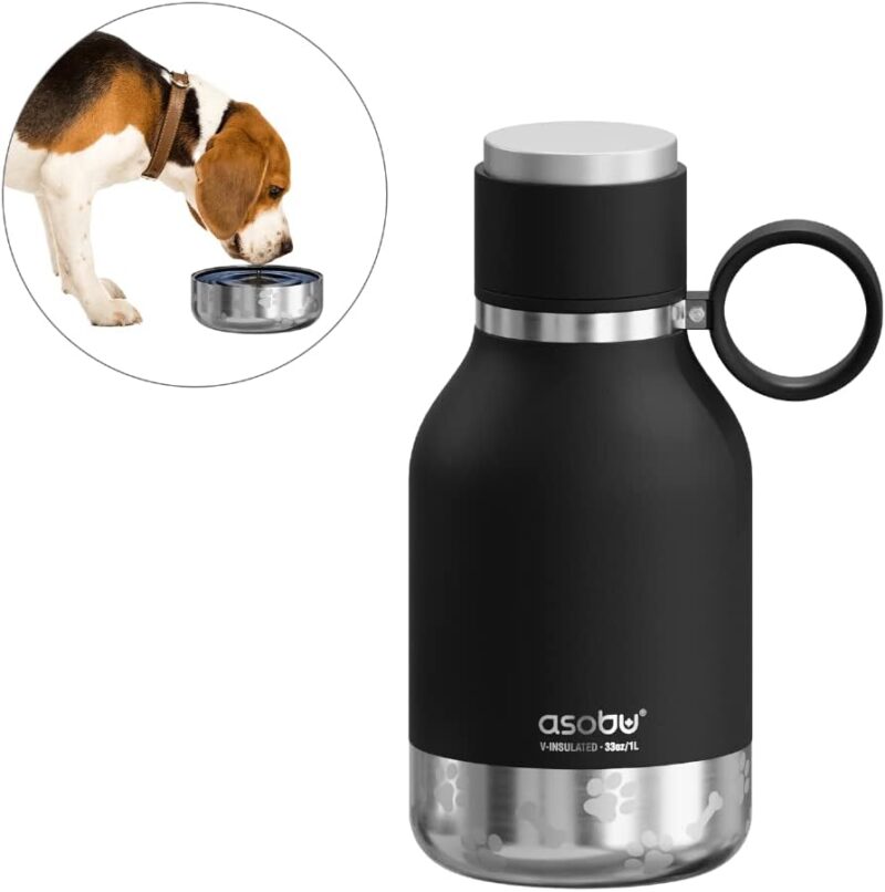 Asobu Dog Bowl Attached to Stainless Steel Insulated Travel Bottle for Human 33 Ounce (Black) - Image 8