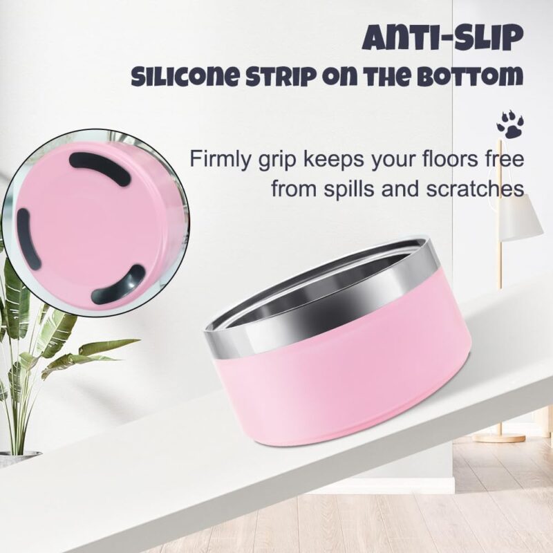 Personalized Stainless Steel Dog Cat Bowl with Name,Customized Laser Engraved Pet Bowl Non Slip for Water and Food 25oz,40oz,53oz(Pink) - Image 6