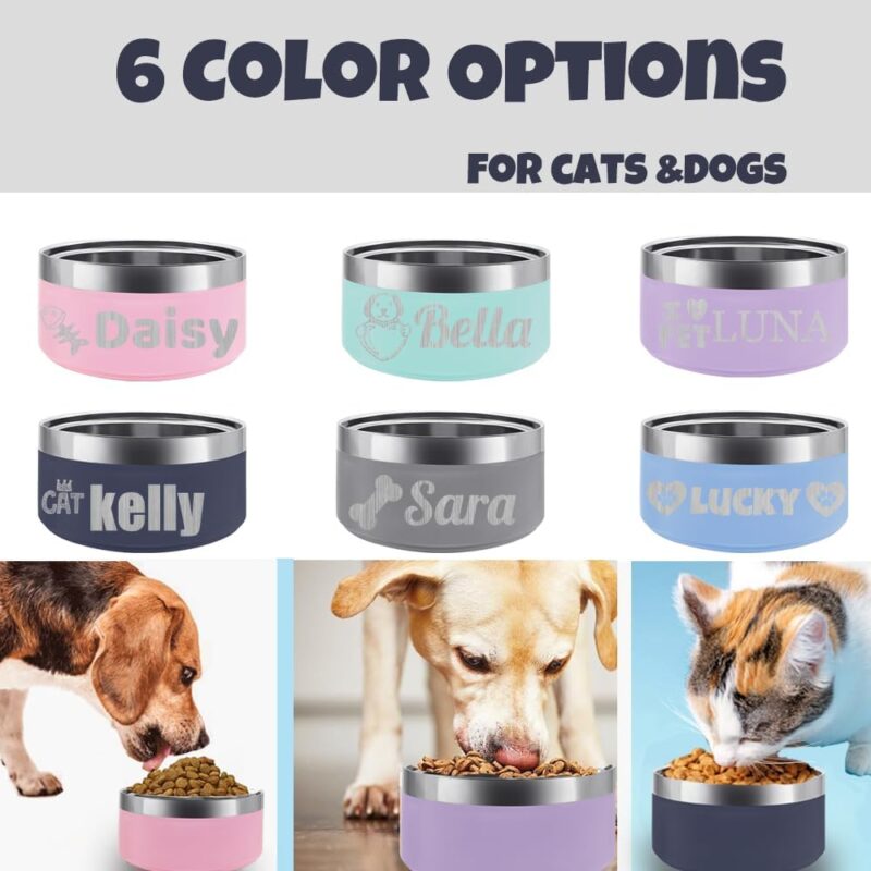 Personalized Stainless Steel Dog Cat Bowl with Name,Customized Laser Engraved Pet Bowl Non Slip for Water and Food 25oz,40oz,53oz(Pink) - Image 7