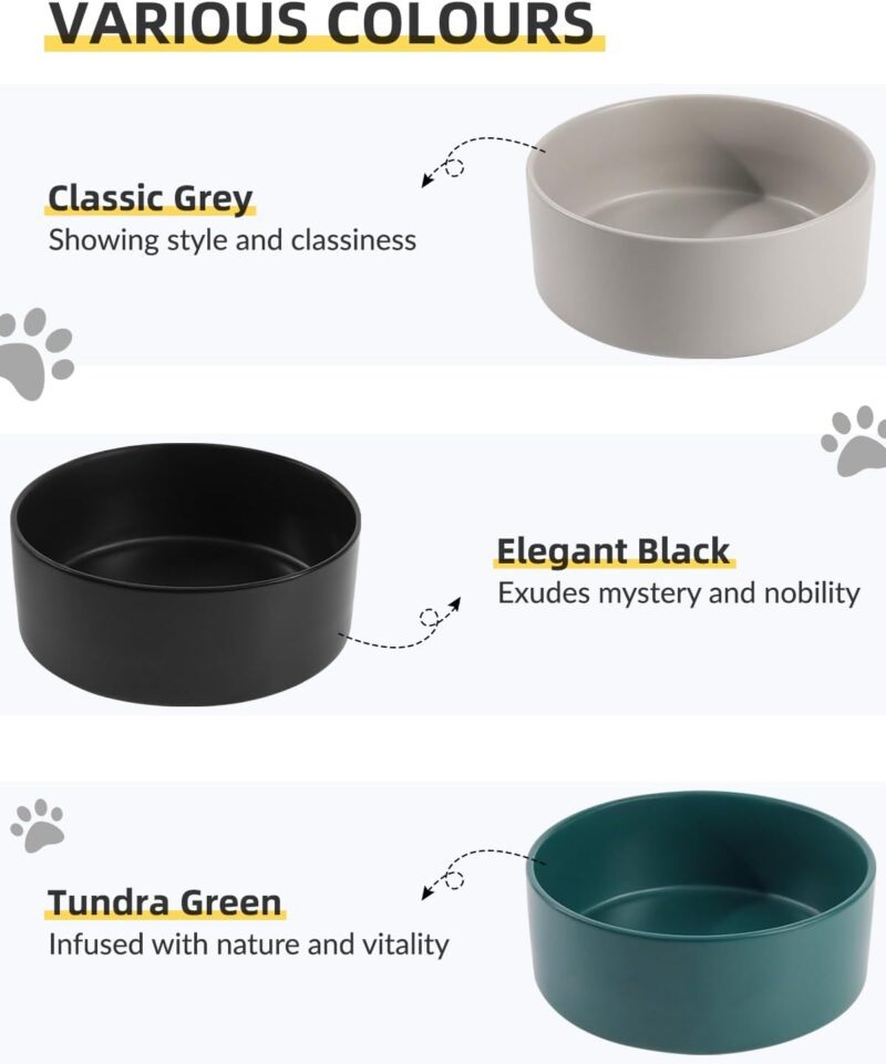 Non-Slip Ceramic Dog Bowls for Small Medium Large Dogs, Dog Feeding Bowl & Big Water Bowl, Heavy Basic Ceramic Dog Food Bowl, Durable Modern Dog Dishes for All Breeds, 60oz / 7.5 Cup, Gray - Image 6