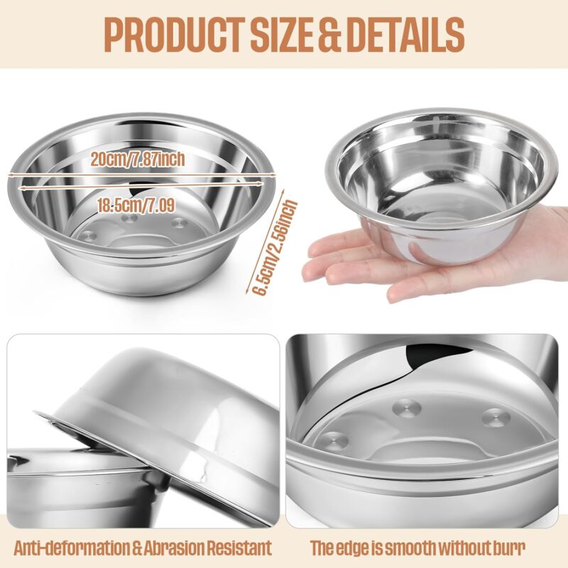 Nuanchu 15 Pcs Pets Bowl Bulk Stainless Steel Dog and Cat Bowls Metal Small Puppy Raised Food and Water Dish for Cage (33.8 oz) - Image 2