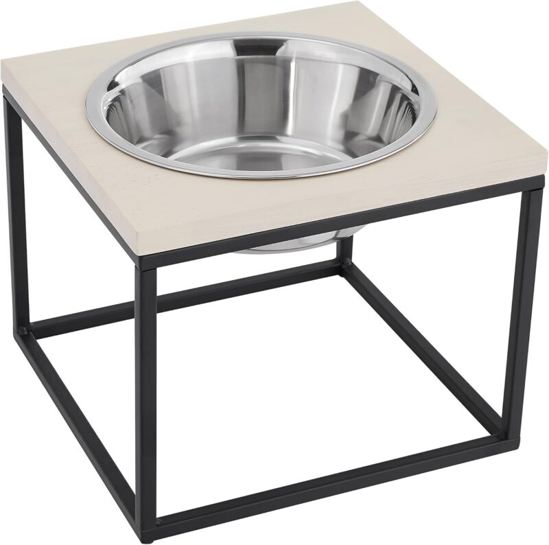 Sam's Pets Dan Raised Pet Bowl, Brown - Stainless Steel, Elevated Design, Dishwasher Safe, Easy to Clean