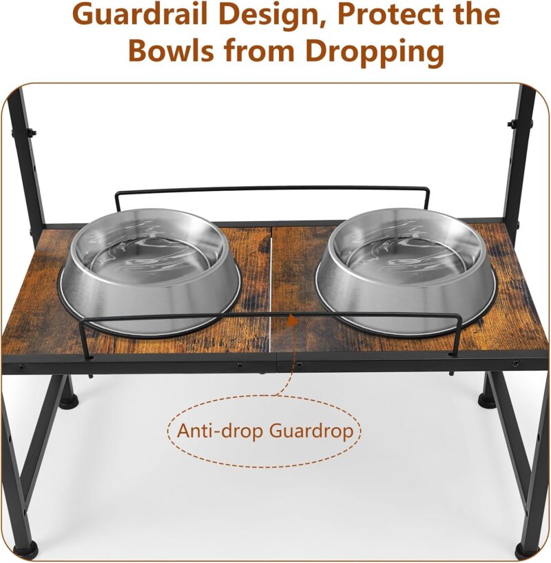 Tuenort Adjustable Raised Dog Bowl Stand with Storage Shelf for Dog Accessories,Lifted Dog Bowl Holder for Medium Small Dogs - Image 3