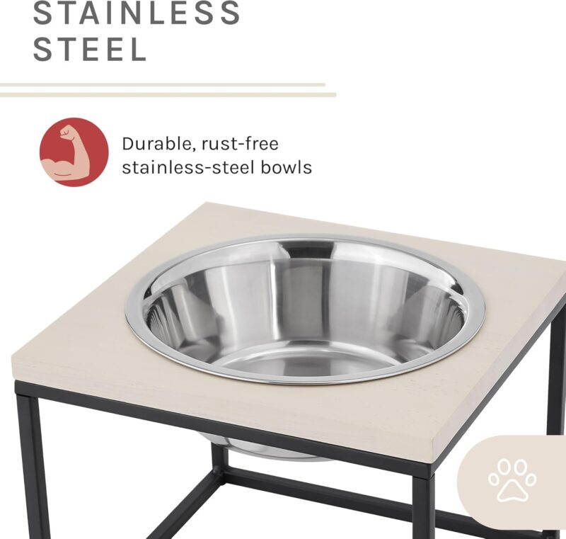 Sam's Pets Dan Raised Pet Bowl, Brown - Stainless Steel, Elevated Design, Dishwasher Safe, Easy to Clean - Image 5