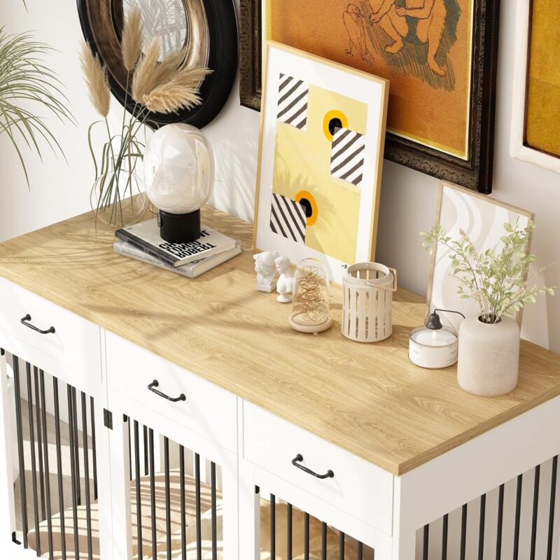 Bed Bath & Beyond Contemporary Wooden Dog Crate Furniture with Storage Drawers White - Image 4