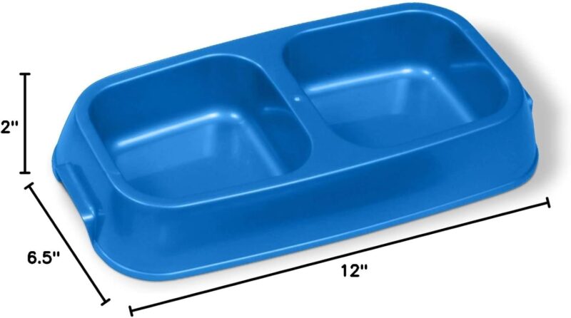 Van Ness Pet Lightweight Medium Double Dish Feeder For Cats And Dogs, 42 OZ Capacity,Blue - Image 5