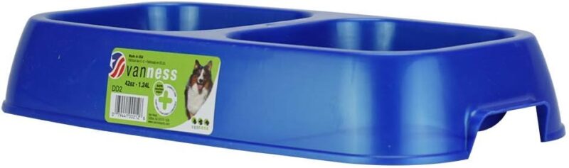 Van Ness Pet Lightweight Medium Double Dish Feeder For Cats And Dogs, 42 OZ Capacity,Blue - Image 4