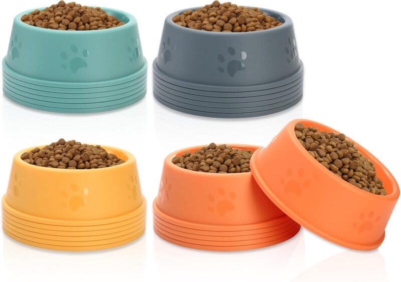 24 Pack Plastic Dog Bowl, 10 Oz Reusable Pet Food and Water Bowl with Cute Dog Paw Print, Stackable Puppy Cat Feeding Bowls Food Dishes for Dog Cat Party Supplies, 4 Color - Image 5