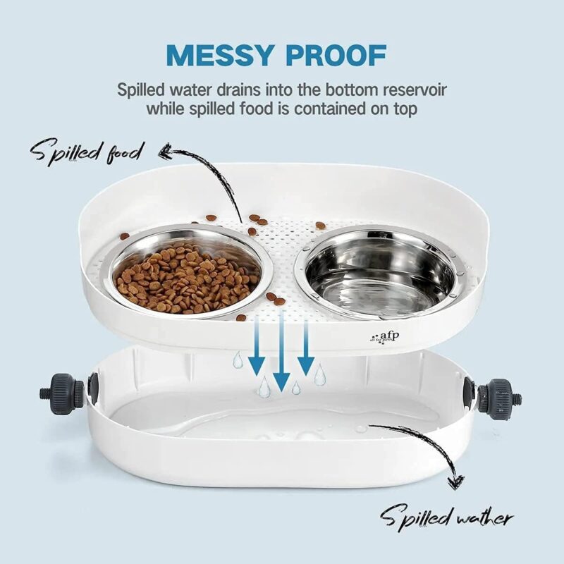 All for Paws Height Adjustable Cat Elevated Bowls Stainless Steel Dog Food Water Bowls, Height Adjustable Cat Feeder Mess Proof Pet Feeding Bowls for Small to Large Size Cats - Image 4