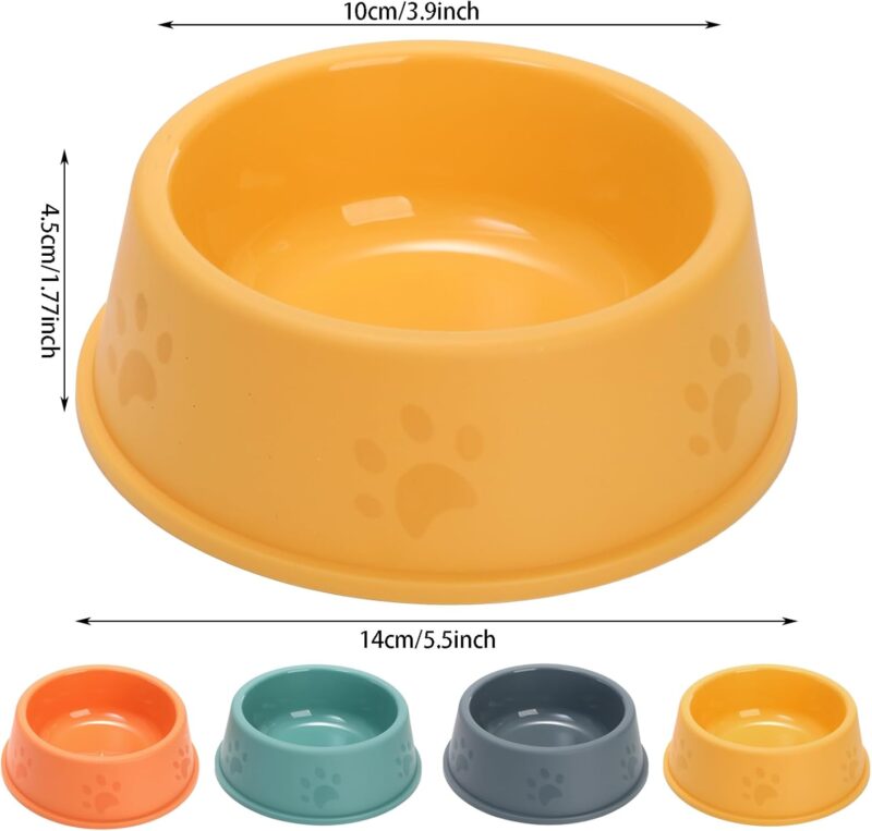 24 Pack Plastic Dog Bowl, 10 Oz Reusable Pet Food and Water Bowl with Cute Dog Paw Print, Stackable Puppy Cat Feeding Bowls Food Dishes for Dog Cat Party Supplies, 4 Color - Image 2