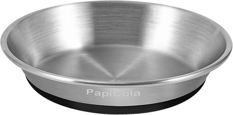 Stainless Steel Cat Bowls Non-Slip, 0.7mm Thick 304 Stainless Steel, Metal Cat Plate for Food and Water, Whisker Friendly with Wide and Shallow Design, 6.3'' Wide, Ideal Metal Dish for Cat and Dog