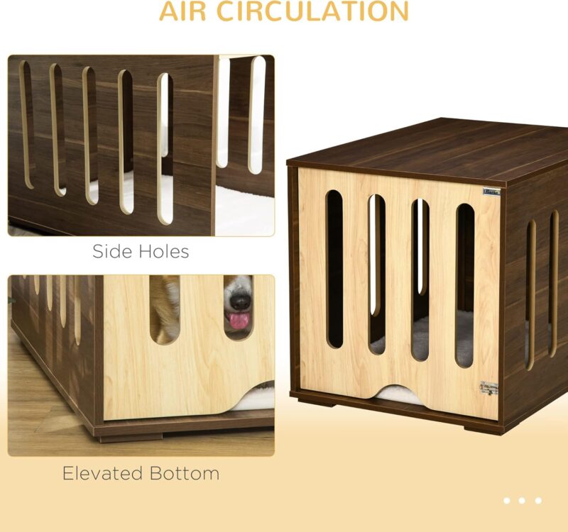 Furniture Style Dog Crate End Table with Removable Door Panel, Dog Crate Bed with Foam Cushion, Safety Lock, Indoor Use, for Small & Medium Dogs, Brown - Image 7