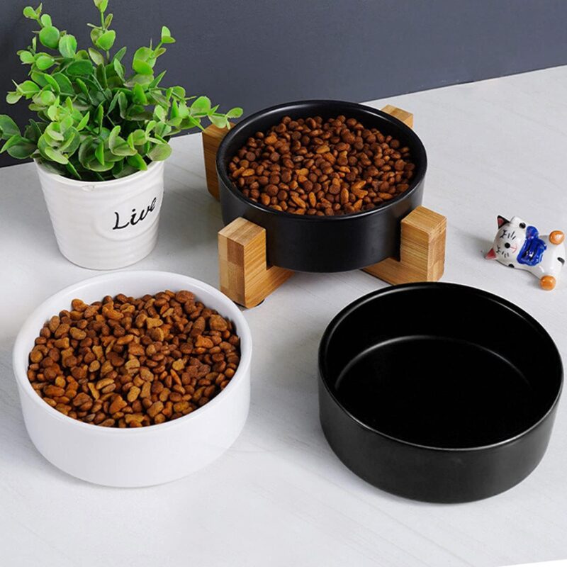 Petygooing Black Ceramic Dog Bowl Set with Stand,Small Dog Bowls,Cat Dog Food and Water Bowl, Anti -Slip Set of 2 Cat Dog Bowls-Dog Food Bowls- Dog Bowls Small Size Dog (13.5OZ/5.1 in) - Image 6