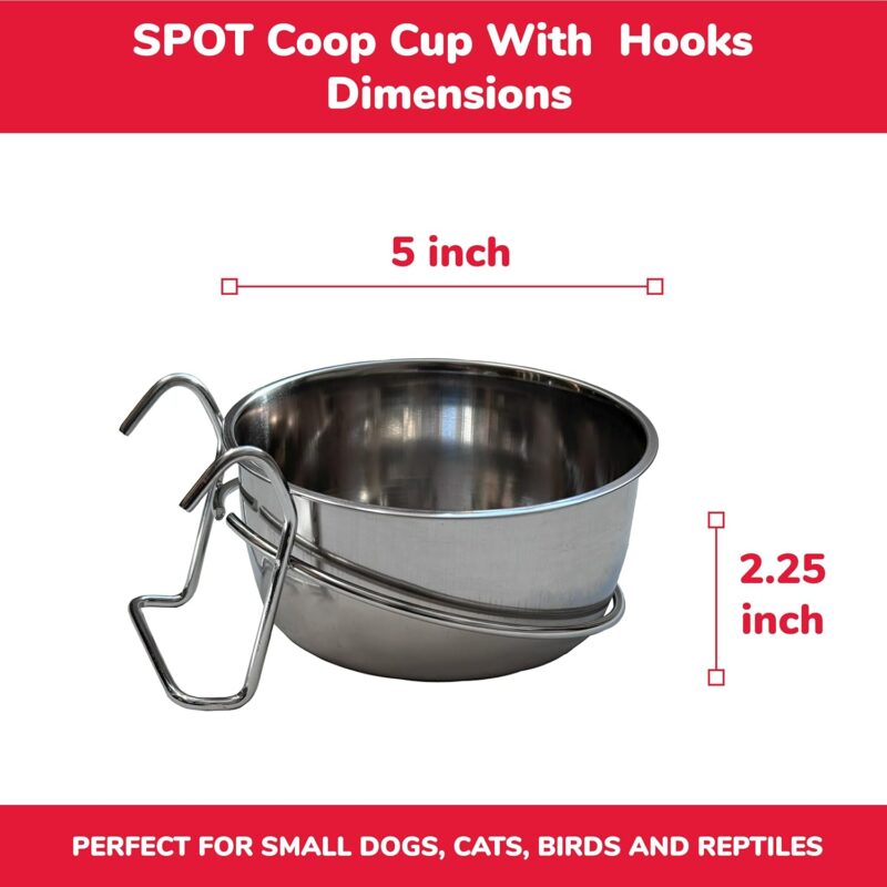 Ethical Pet SPOT Stainless Steel Coop Cup, Perfect Bowls for Cages and crates 20-Ounce pet Food Bowl. for Birds, Dogs, Cats, and Reptiles. (6011) - Image 3