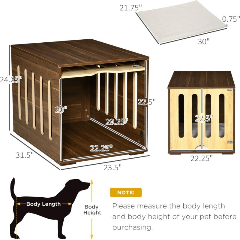 Furniture Style Dog Crate End Table with Removable Door Panel, Dog Crate Bed with Foam Cushion, Safety Lock, Indoor Use, for Small & Medium Dogs, Brown - Image 3