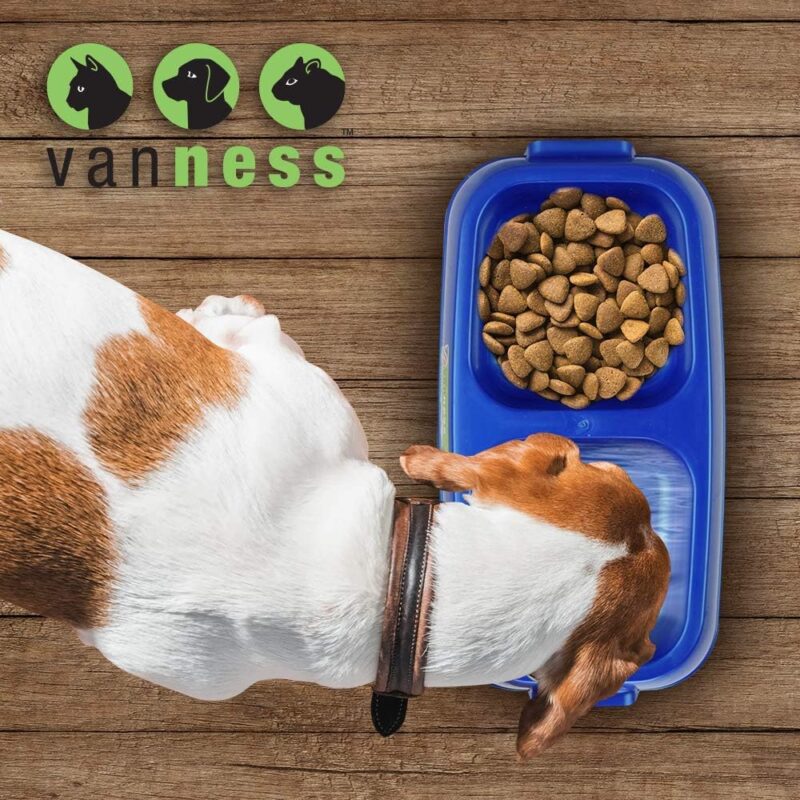 Van Ness Pet Lightweight Medium Double Dish Feeder For Cats And Dogs, 42 OZ Capacity,Blue - Image 2