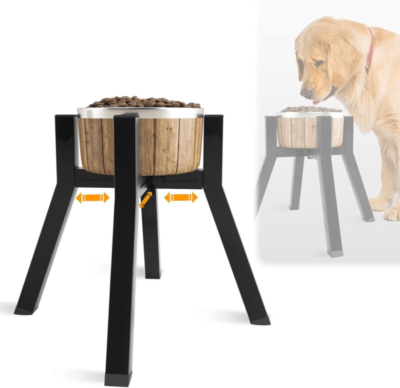 SHAINFUN Dog Bowl Stand for Large Dogs, Adjustable Elevated Dog Bowl Fits 7-10.6" Bowls, Height 11'' , Single Dog Bowl Food Stand Feeder(Bowl not Included) Easy Disassembly, for Medium and Large Dogs