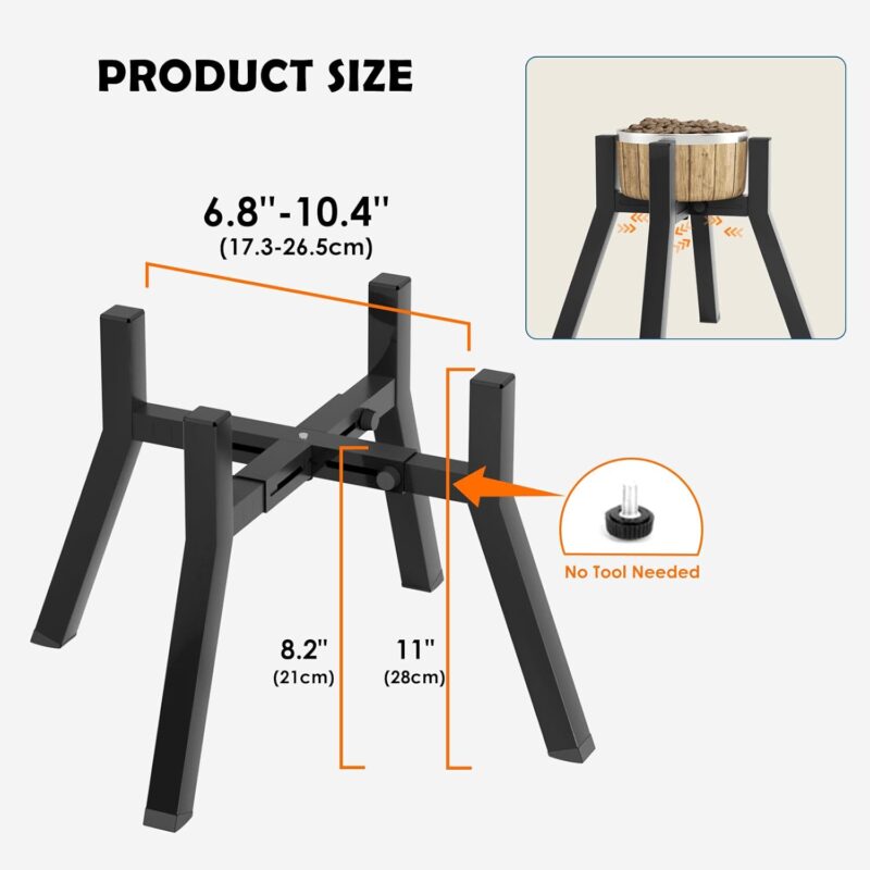 SHAINFUN Dog Bowl Stand for Large Dogs, Adjustable Elevated Dog Bowl Fits 7-10.6" Bowls, Height 11'' , Single Dog Bowl Food Stand Feeder(Bowl not Included) Easy Disassembly, for Medium and Large Dogs - Image 4