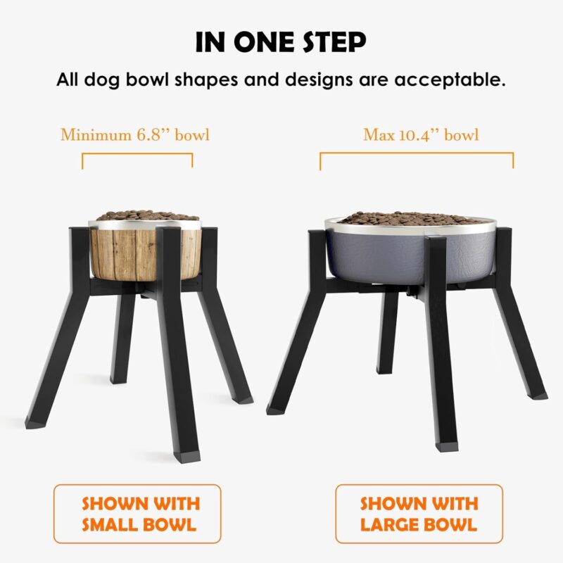 SHAINFUN Dog Bowl Stand for Large Dogs, Adjustable Elevated Dog Bowl Fits 7-10.6" Bowls, Height 11'' , Single Dog Bowl Food Stand Feeder(Bowl not Included) Easy Disassembly, for Medium and Large Dogs - Image 5