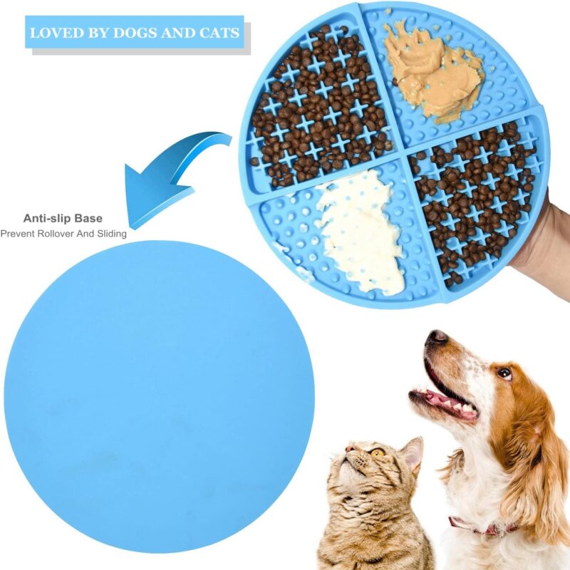 Bangp Licking Mat for Dogs and Cats,Dog Slow Feeders,Boredom Anxiety Reduction,Heavy-Duty Puzzle Mat Dog Treat Mat with Unique Quadrant Design,Perfect for Yogurt,Treats or Peanut Butter(Blue) - Image 7