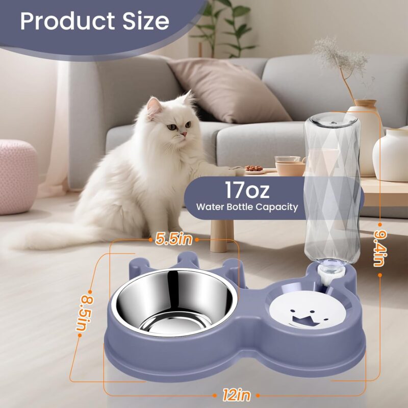 Cat Bowls, Dog Food and Water Bowl Set with Water Dispenser for Cats and Small Dogs - Image 5