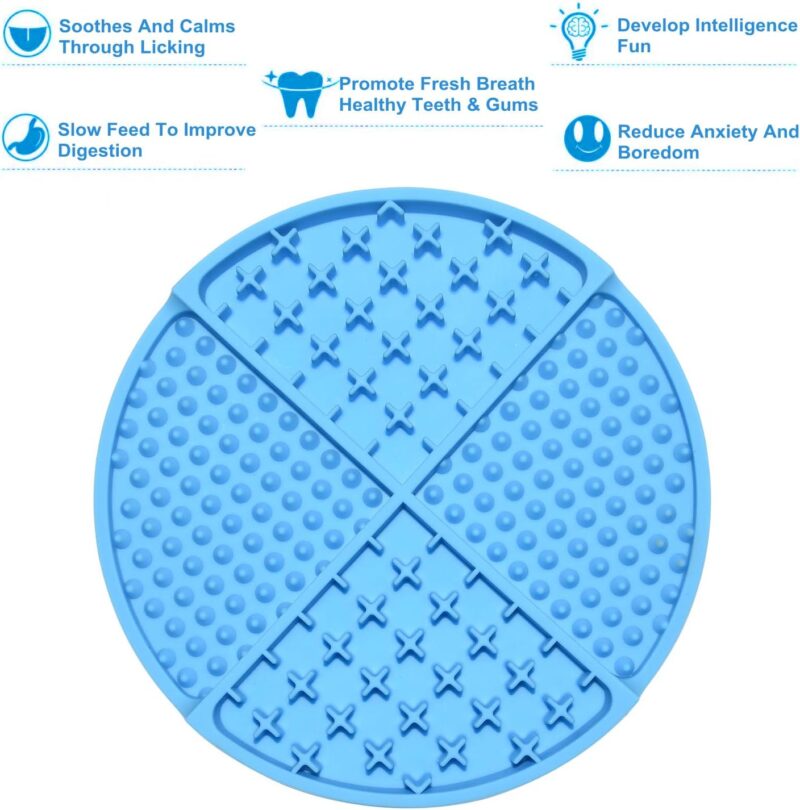 Bangp Licking Mat for Dogs and Cats,Dog Slow Feeders,Boredom Anxiety Reduction,Heavy-Duty Puzzle Mat Dog Treat Mat with Unique Quadrant Design,Perfect for Yogurt,Treats or Peanut Butter(Blue) - Image 6