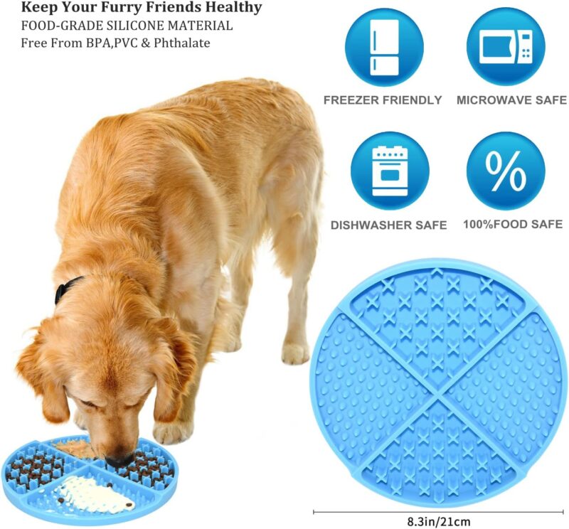 Bangp Licking Mat for Dogs and Cats,Dog Slow Feeders,Boredom Anxiety Reduction,Heavy-Duty Puzzle Mat Dog Treat Mat with Unique Quadrant Design,Perfect for Yogurt,Treats or Peanut Butter(Blue) - Image 2