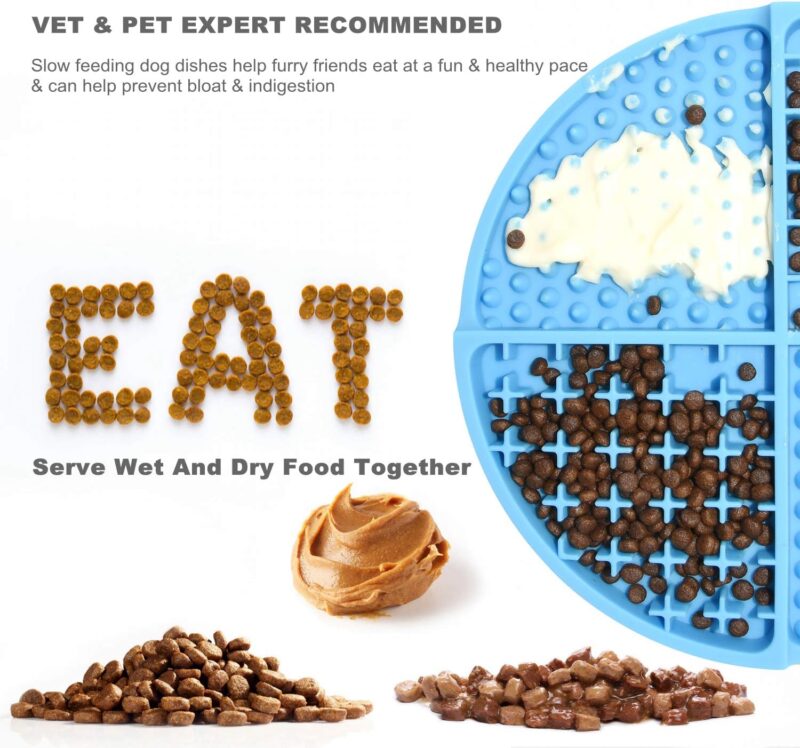 Bangp Licking Mat for Dogs and Cats,Dog Slow Feeders,Boredom Anxiety Reduction,Heavy-Duty Puzzle Mat Dog Treat Mat with Unique Quadrant Design,Perfect for Yogurt,Treats or Peanut Butter(Blue) - Image 4