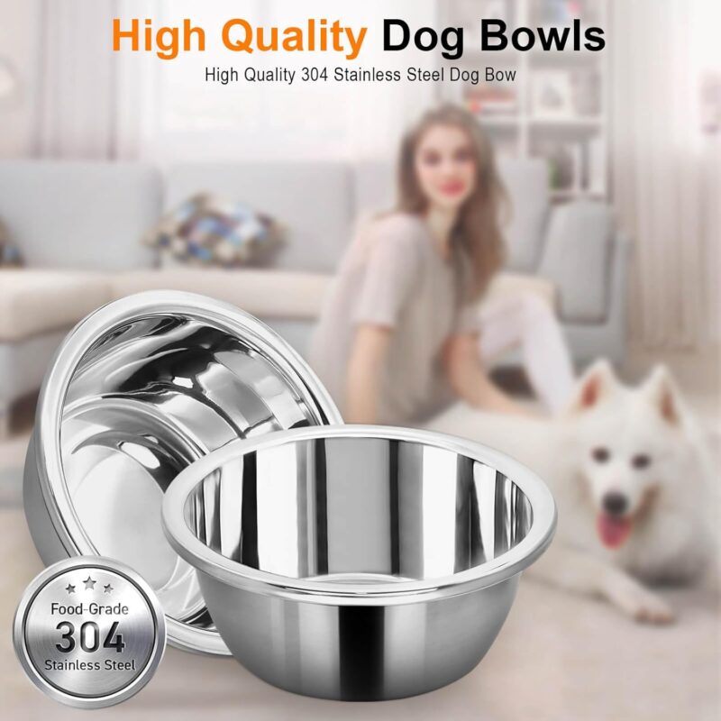 Elevated Dog Bowls for Large Dogs, Raised Dog Bowl Stand with Two X-Large Stainless Steel Bowls for Extra Large Dogs, 3.5L Capacity, Black Oak - Image 6