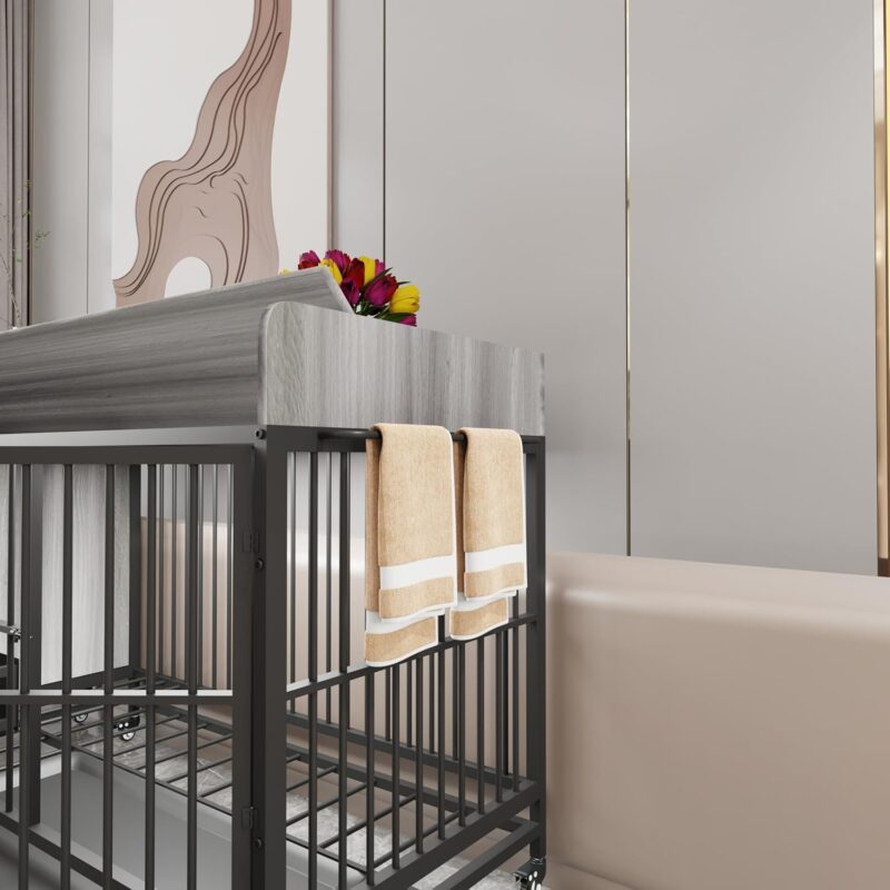 Dog Crate Furniture,Wooden Dog Crate End Table, 57 Inch Dog Kennel with Drawers,Heavy Duty Dog Crate,Decorative Pet Crate Dog Cage for Indoor 57" L x 23.6" W x 33.4" H (Gray) - Image 7