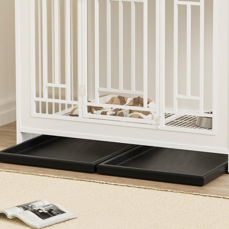 43.3 inch Dog Crate Furniture for Large Dogs,Wooden Dog Crate with Divider,Double Door Dog Kennel with Three Drawers Storages,Heavy Duty Dogs Decorative Pet House for Large Medium Dogs - Image 6