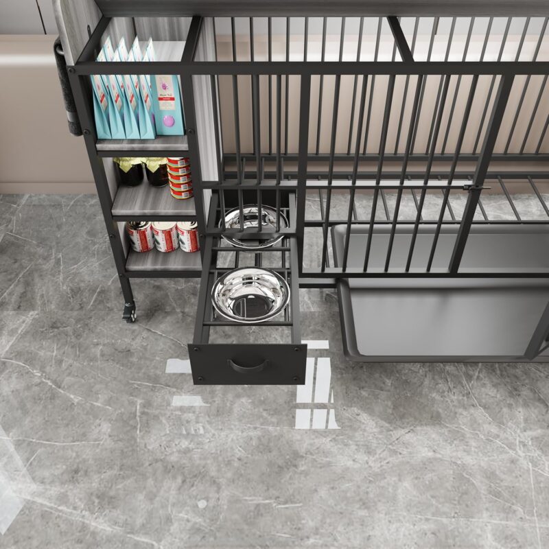 Dog Crate Furniture,Wooden Dog Crate End Table, 57 Inch Dog Kennel with Drawers,Heavy Duty Dog Crate,Decorative Pet Crate Dog Cage for Indoor 57" L x 23.6" W x 33.4" H (Gray) - Image 5