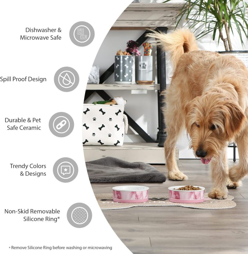 Bone Dry Ceramic Pet Collection Chevron, Medium Set, 6x2, Pink, 2 Piece - Image 7