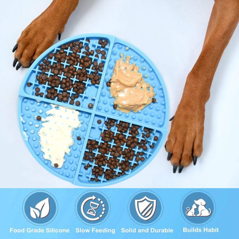 Bangp Licking Mat for Dogs and Cats,Dog Slow Feeders,Boredom Anxiety Reduction,Heavy-Duty Puzzle Mat Dog Treat Mat with Unique Quadrant Design,Perfect for Yogurt,Treats or Peanut Butter(Blue) - Image 5